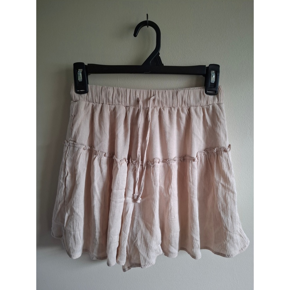 talulah Y2K Fairy Feminine Coquette Ruffle Cream Flowy Shorts Faux Skirt Sz S